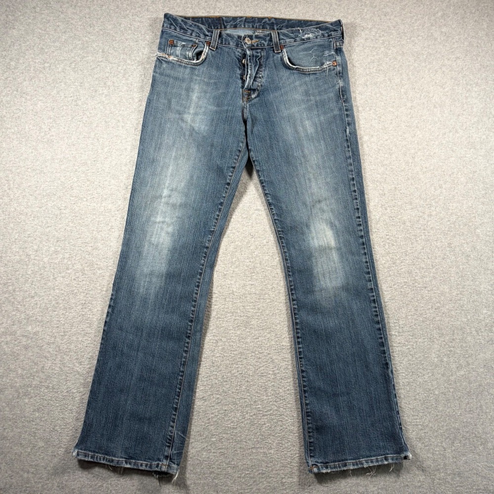 Lucky Brand Slim Bootleg Jeans Mens 31 (Fits 31x31) Blue Dungarees USA Made